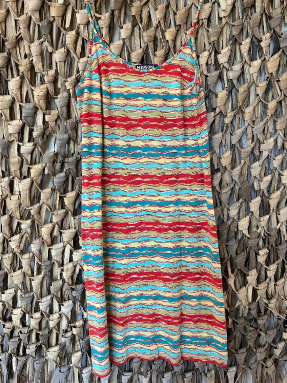 Vintage MISSONI MARE Iconic Wave Cotton Knit Slip Dress Beach Pool Sz IT44 US10